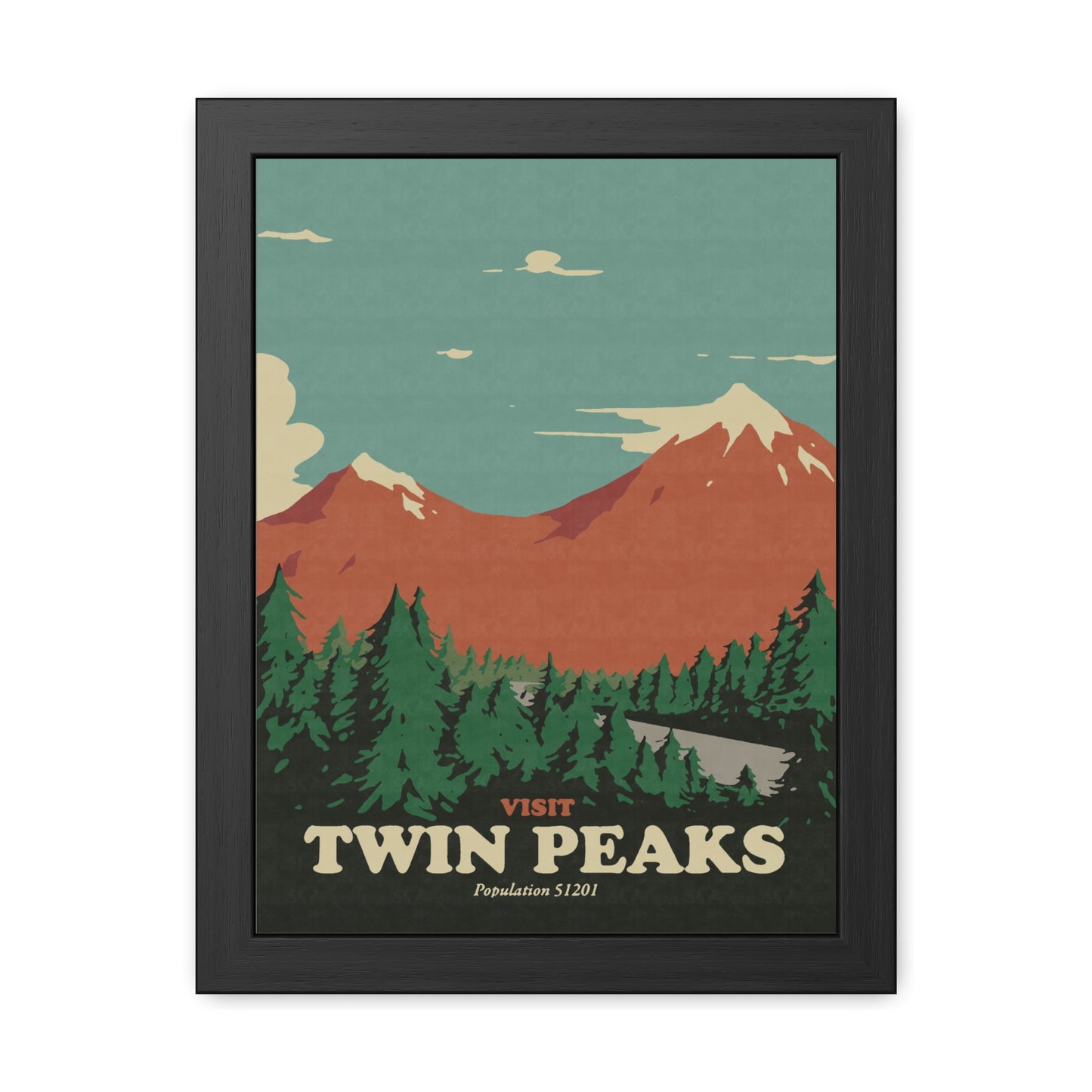 Visit Peaks Travel Poster (Framed)