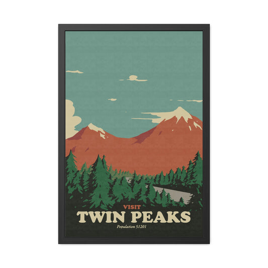 Visit Peaks Travel Poster (Framed)