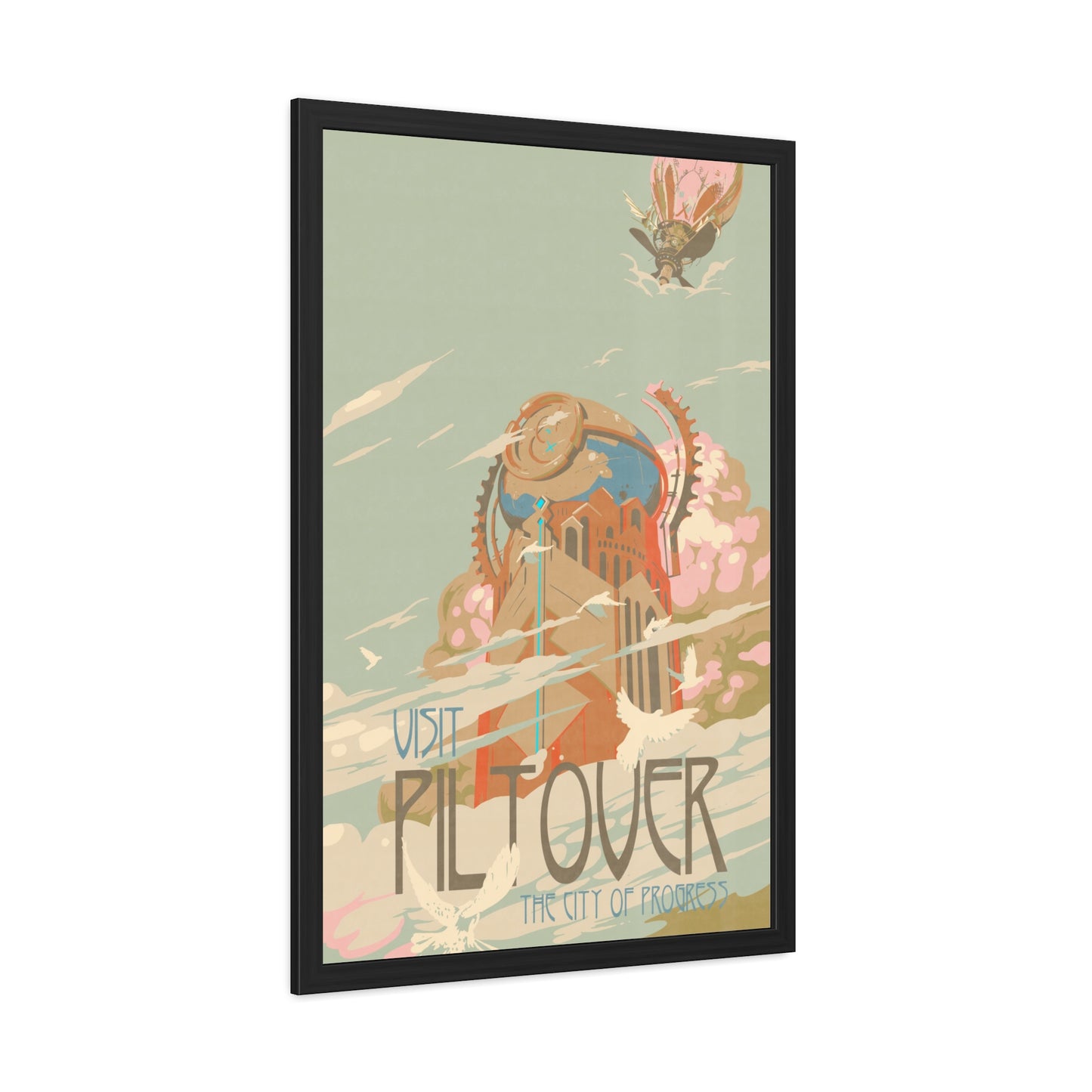 Visit Piltover Town Travel Poster (Framed)