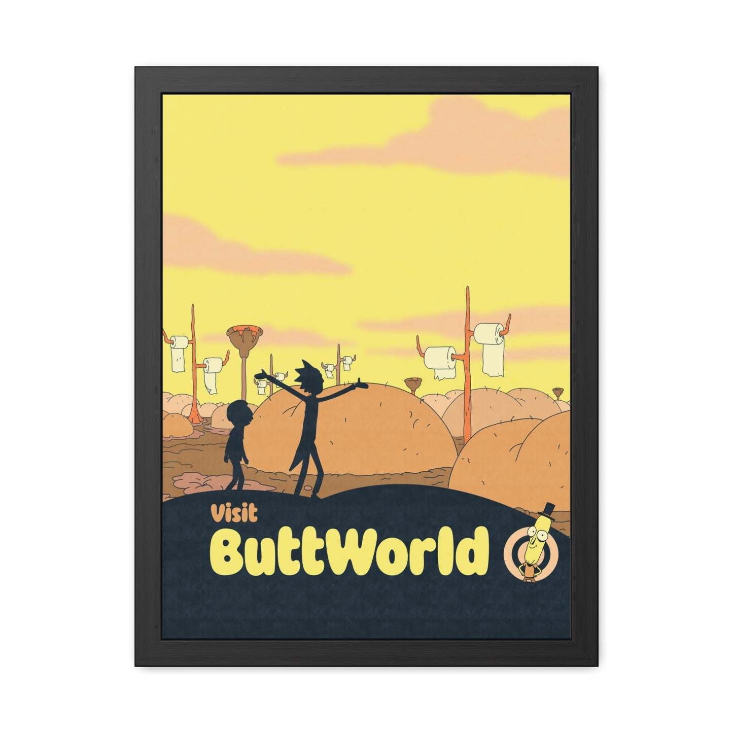Visit Buttworld Travel Poster (Framed)