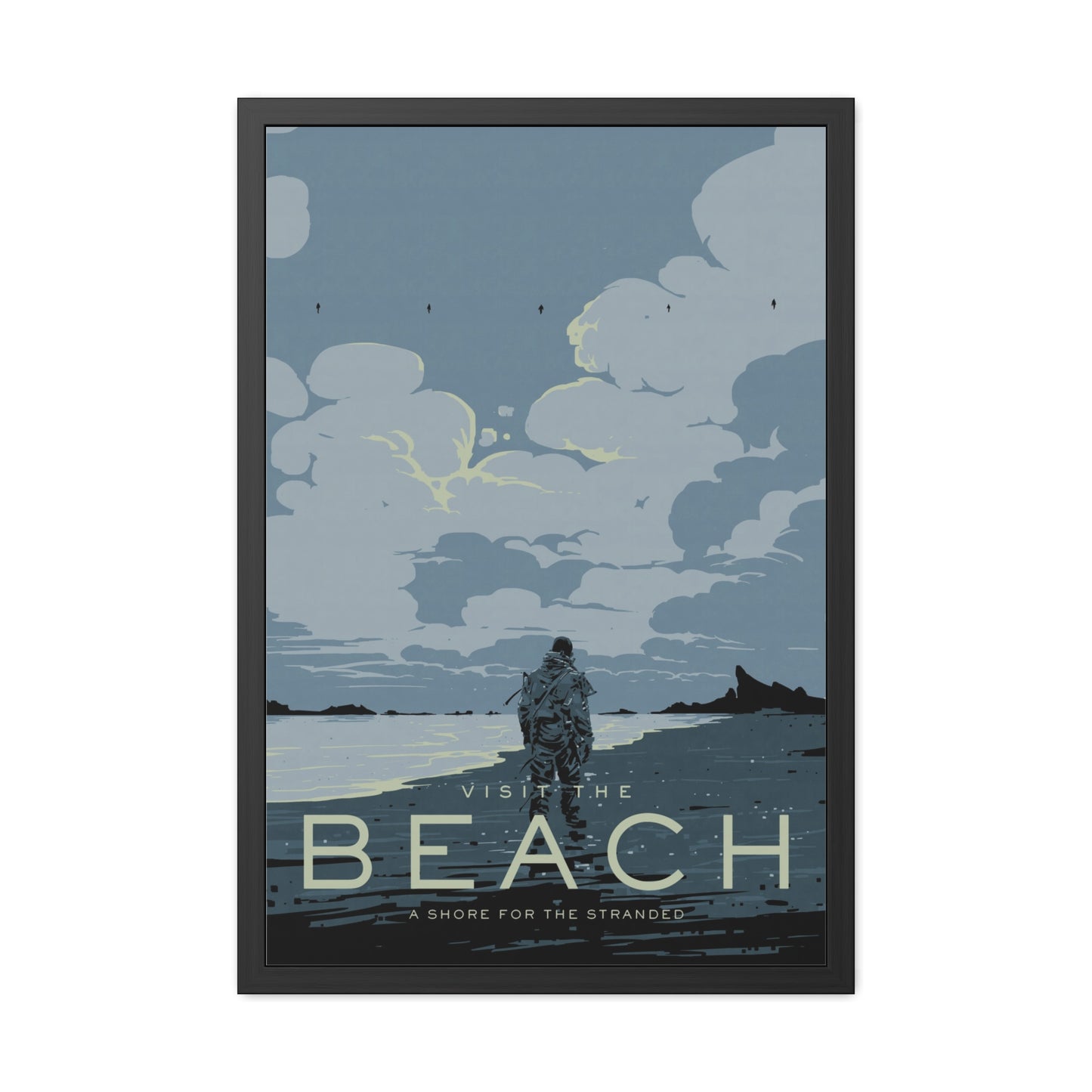 Visit The Beach Travel Poster (Framed)