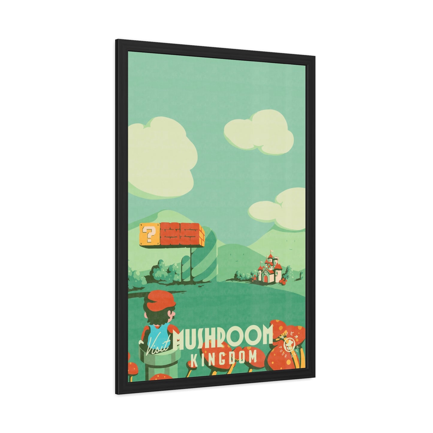 Visit Mushroom Kingdom Travel Poster (Framed)