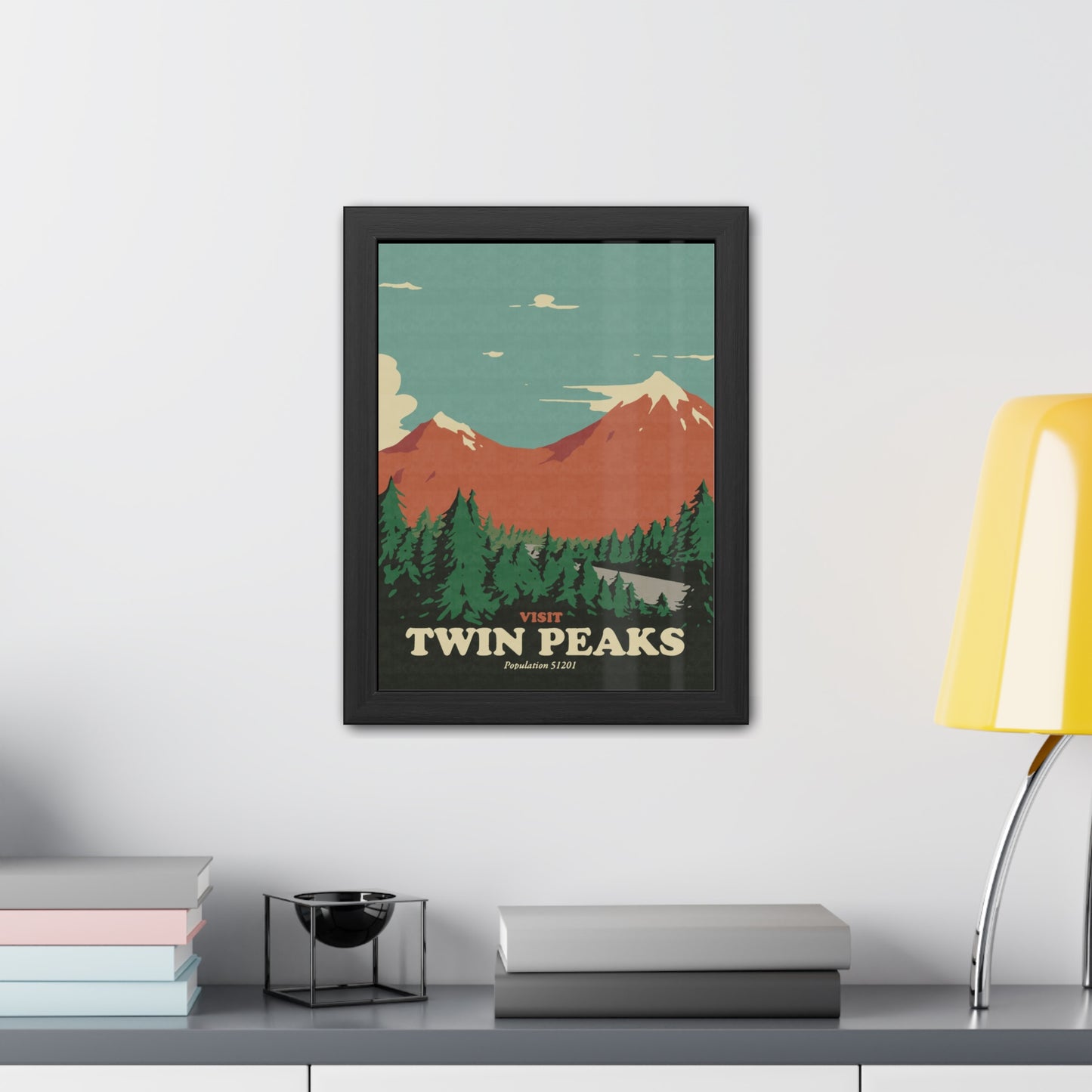 Visit Peaks Travel Poster (Framed)