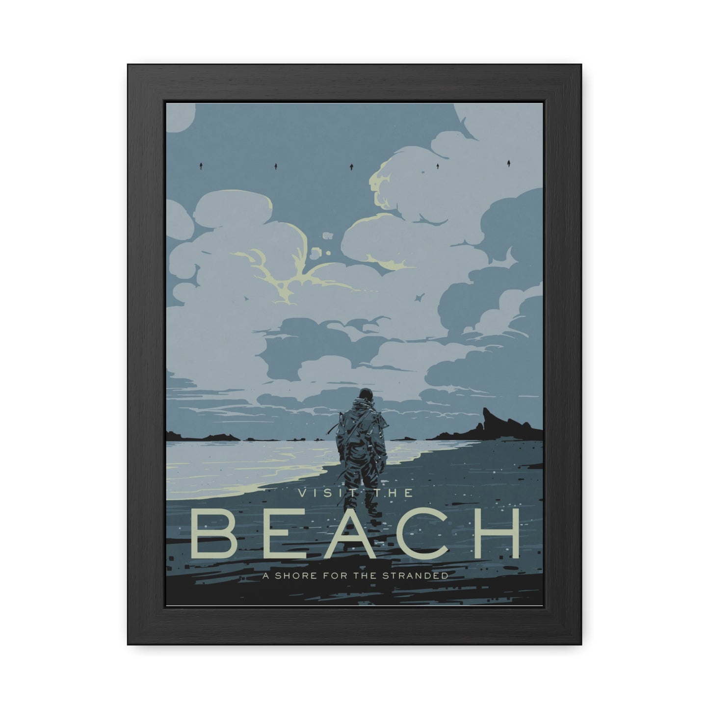 Visit The Beach Travel Poster (Framed)