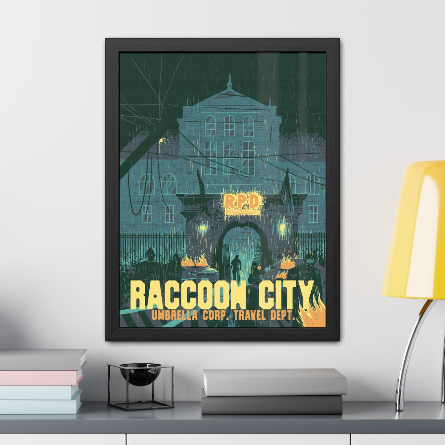 Retro Zombie City Travel Poster (Framed)
