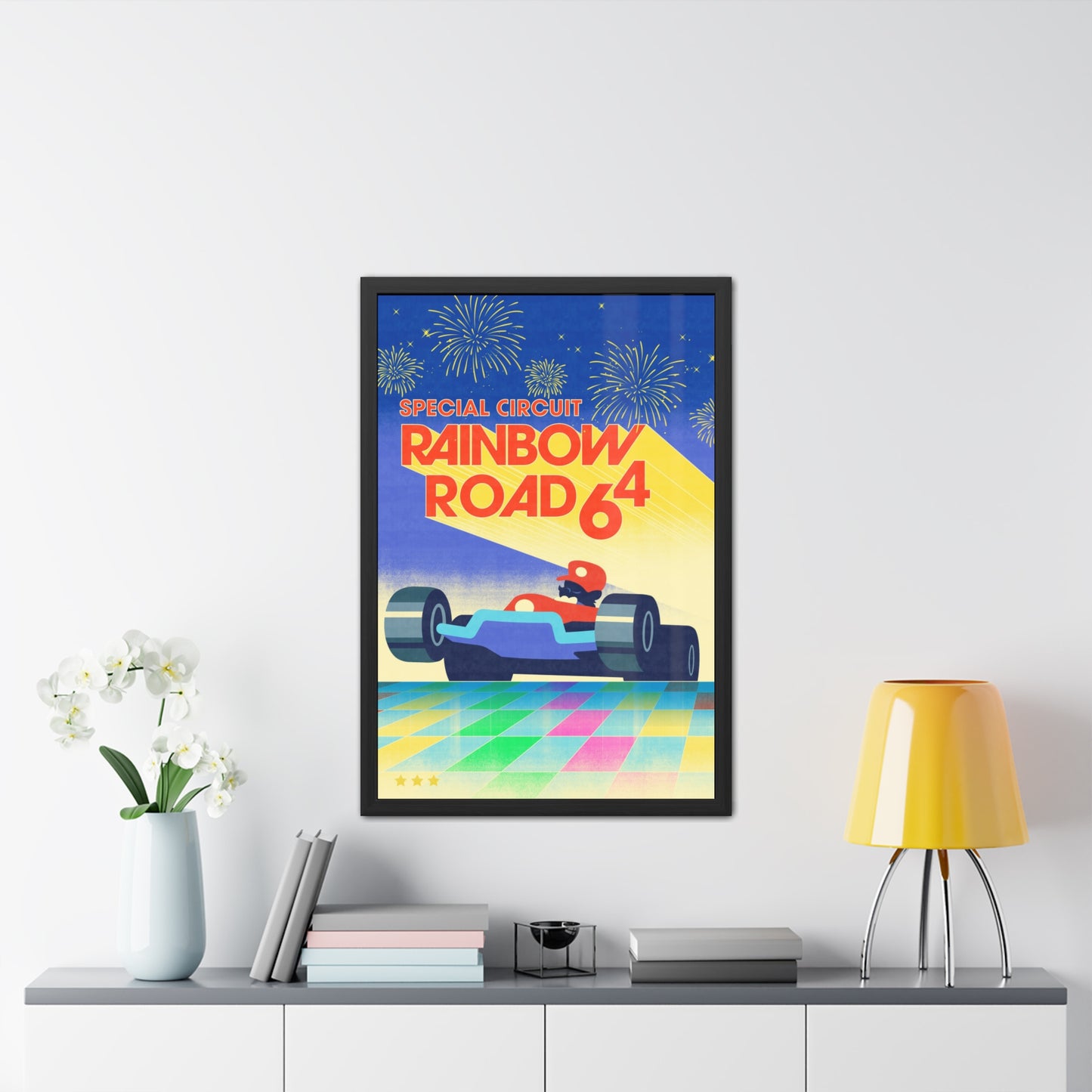 Visit Rainbow Road 64 Travel Poster (Framed)
