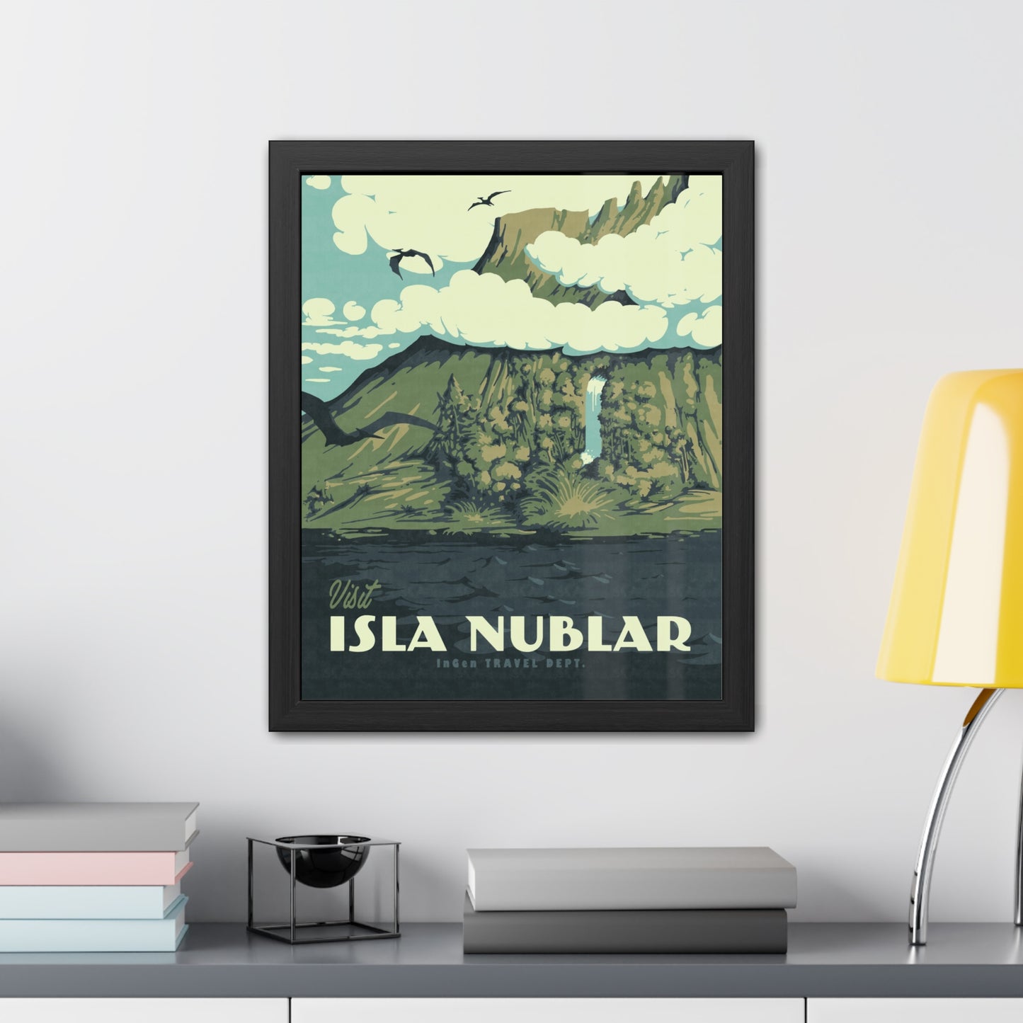 Visit Isla Nublar Travel Poster (Framed)