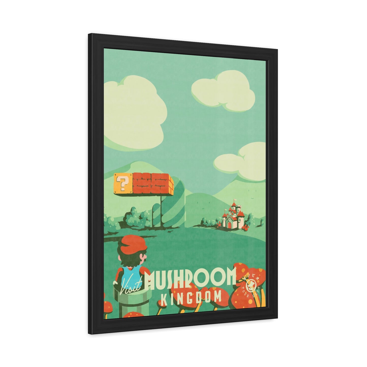 Visit Mushroom Kingdom Travel Poster (Framed)