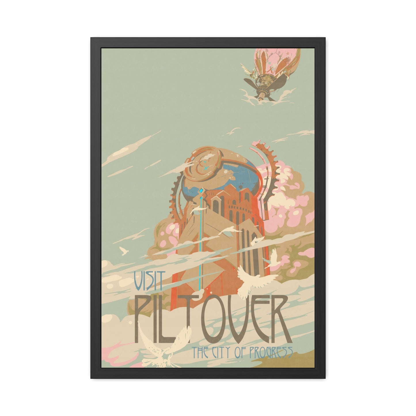 Visit Piltover Town Travel Poster (Framed)