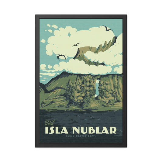 Visit Isla Nublar Travel Poster (Framed)