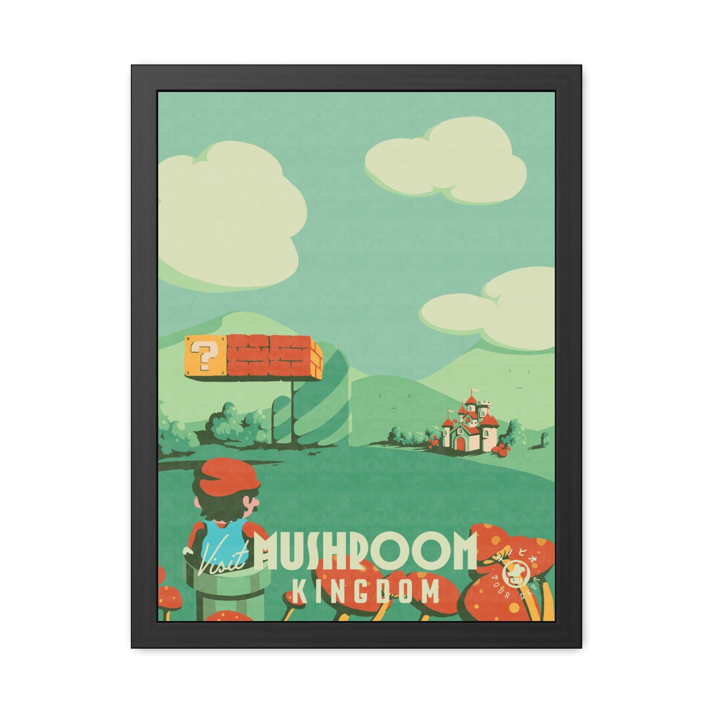 Visit Mushroom Kingdom Travel Poster (Framed)